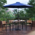 Flash Furniture Patio Set-30"x48" Table-4 Chairs-Tan Umbrella-Base XU-DG-304860064-UB19BNV-GG